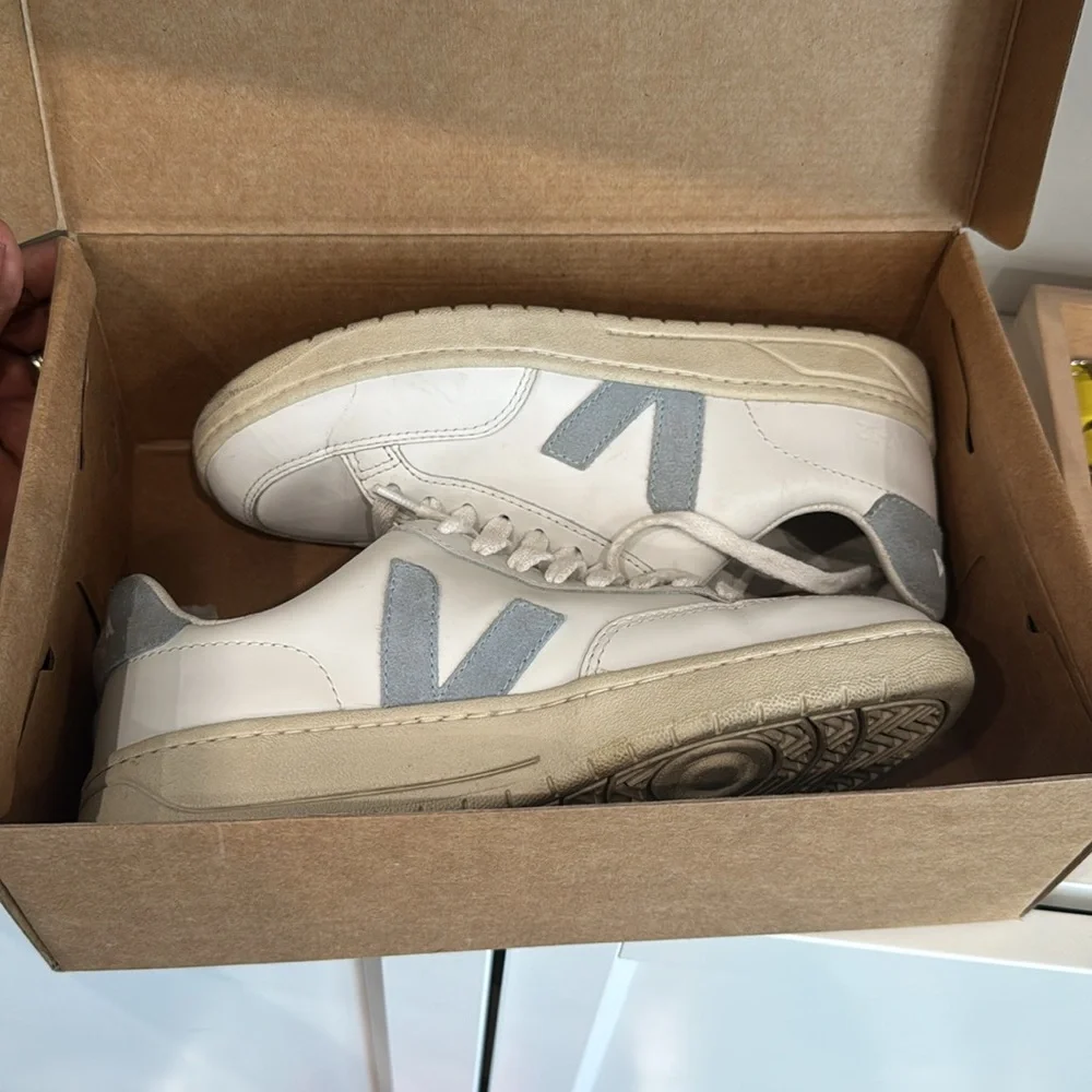 Veja White and‎ Gray Casual Sneakers